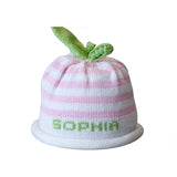 Sweet pea pink and white stripe children's knitted hat
