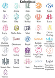 monogram options for Hand Embroidered Round Jewelry Case