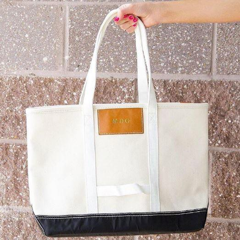 Monogrammed Black Large Canvas Boat Tote – LL Monograms