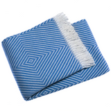Cobalt Herringbone Blanket with fringe