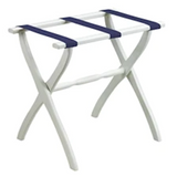 Contour white luggage rack with navy straps