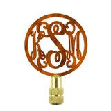Script monogram lamp finial in tortoise