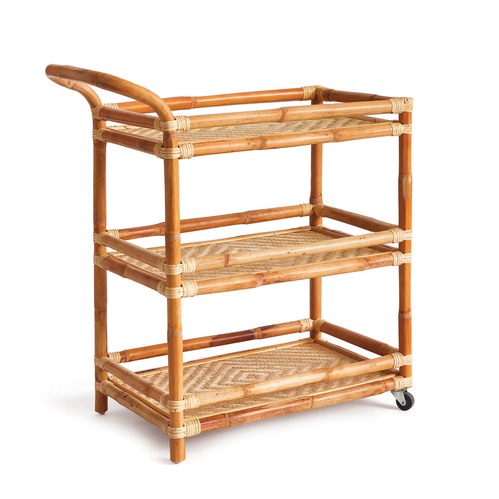 Rattan Bar Cart Nantucket Monogram & Design by Brooke Boothe