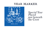 Sample year marker: special year placed just beneath the crest