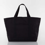 Large solid black canvas boat n tote with solid black handles