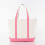 Medium coral canvas boat n tote with coral handles