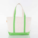 Medium grass green canvas boat n tote with grass green handles
