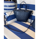 Italian Handwoven Handbag - Basket Tote in Navy