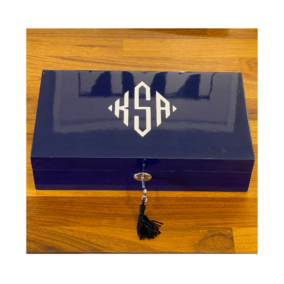 Navy Jewelry Box with Monogram
