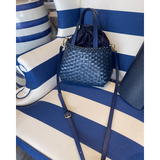 Italian Handwoven Handbag - Small Tote in Navy