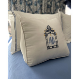 Wedge Pillow - White Pique with White Piping