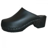 Ladies monogrammed clog with black comfort heel