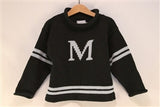 varsity stripe letter sweater in color #17 the stripes and letter are in color #57