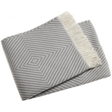 Light Grey Herringbone Blanket with fringe