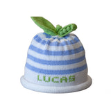 Sweet pea blue and white stripe children's knitted hat