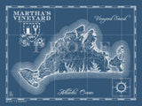 Sample of Martha's Vineyard Massachusetts map in navy