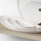 Set of three white Mollusk Platters in small, medium and large