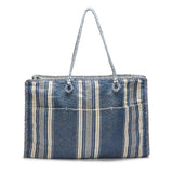 Open top/square shape three stripes chambray bag