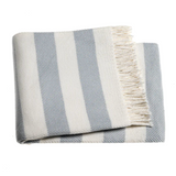 Sky/Cream Thick Stripe Blanket with fringe