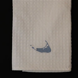 White waffle dish towel with baby blue island icon