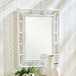 White Lattice Mirror hanging on wall