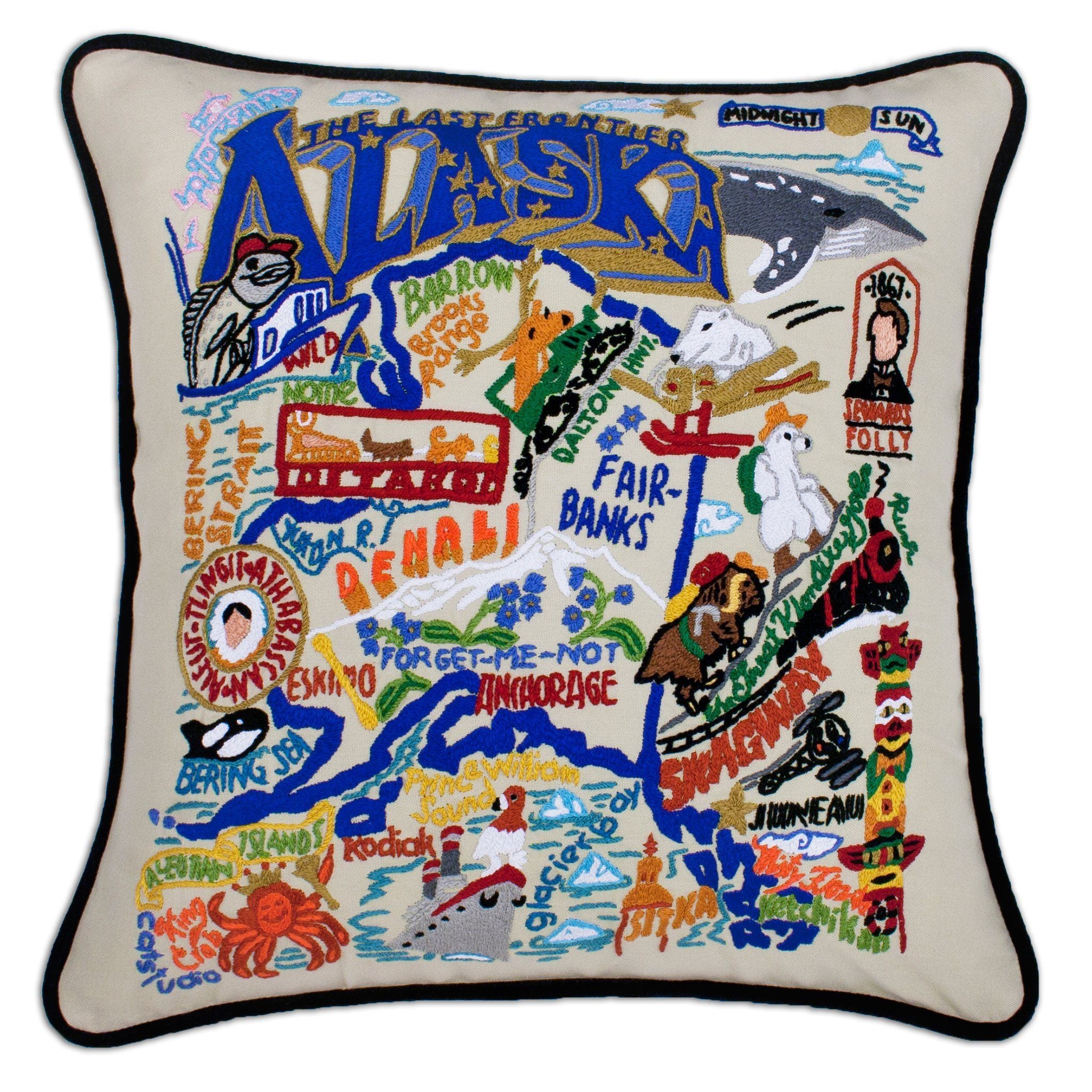 Embroidered State top Map Pillow South Carolina