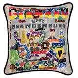 Germany hand embroidered pillow with black velvet piping