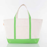 Large grass green canvas boat n tote with grass green handles