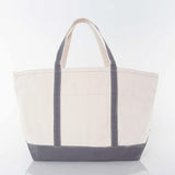 Large gray canvas boat n tote with gray handles