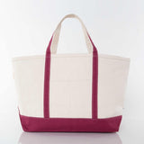 Large maroon canvas boat n tote with maroon handles