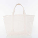 Large natural canvas boat n tote with natural handles