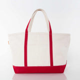 Large red canvas boat n tote with red handles