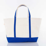 Large royal blue canvas boat n tote with royal blue handles
