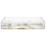 Acrylic guest towel tray with whitestone marble base