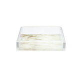Acrylic luncheon napkin tray with whitestone marble base