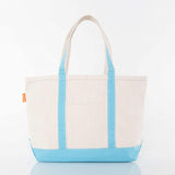 Medium baby blue canvas boat n tote with baby blue handles