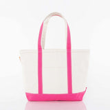 Medium hot pink canvas boat n tote with hot pink handles